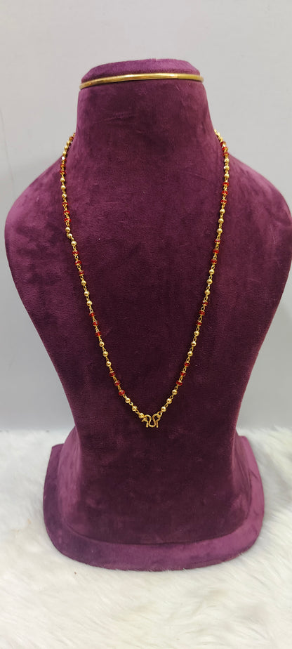 Premium micro gold plated 24" length dd balls with beads chain