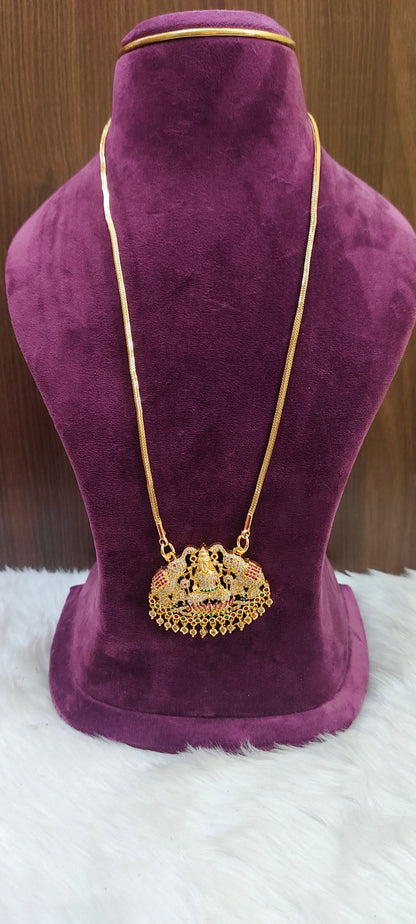 Premium micro gold plated daily wear 26" length gajalakshmi pendant chain