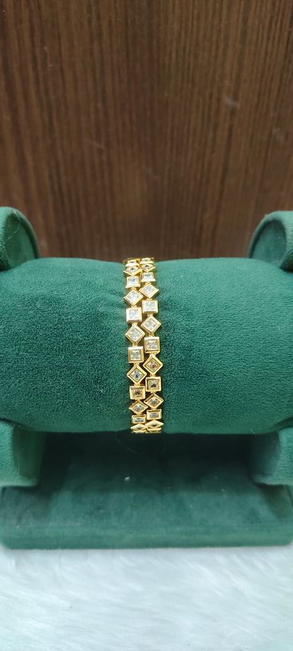 Pure panchaloham polished diamond cut bangles and unpolished peacock kada bangle