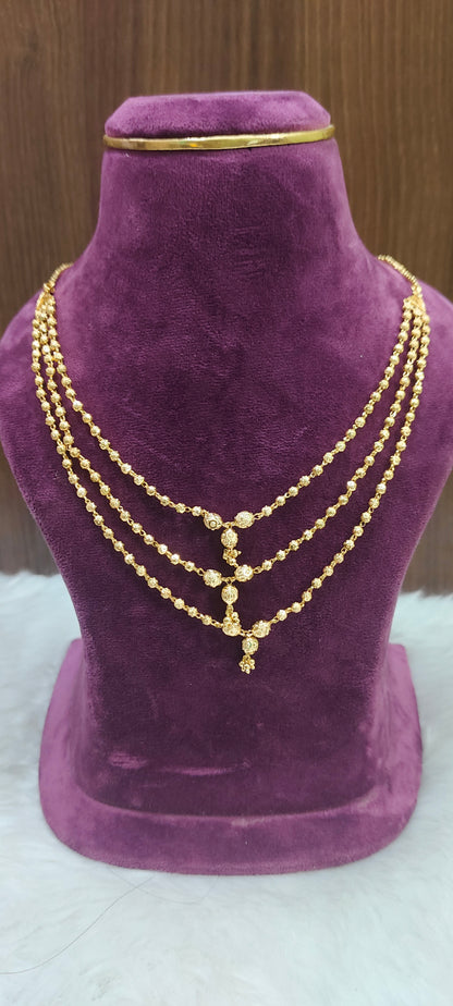 Stunning gold plated 18" length 3 step dd balls  step chain