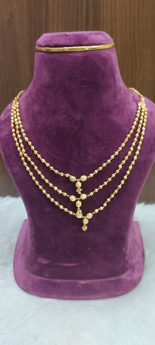 Stunning gold plated 18" length 3 step dd balls  step chain