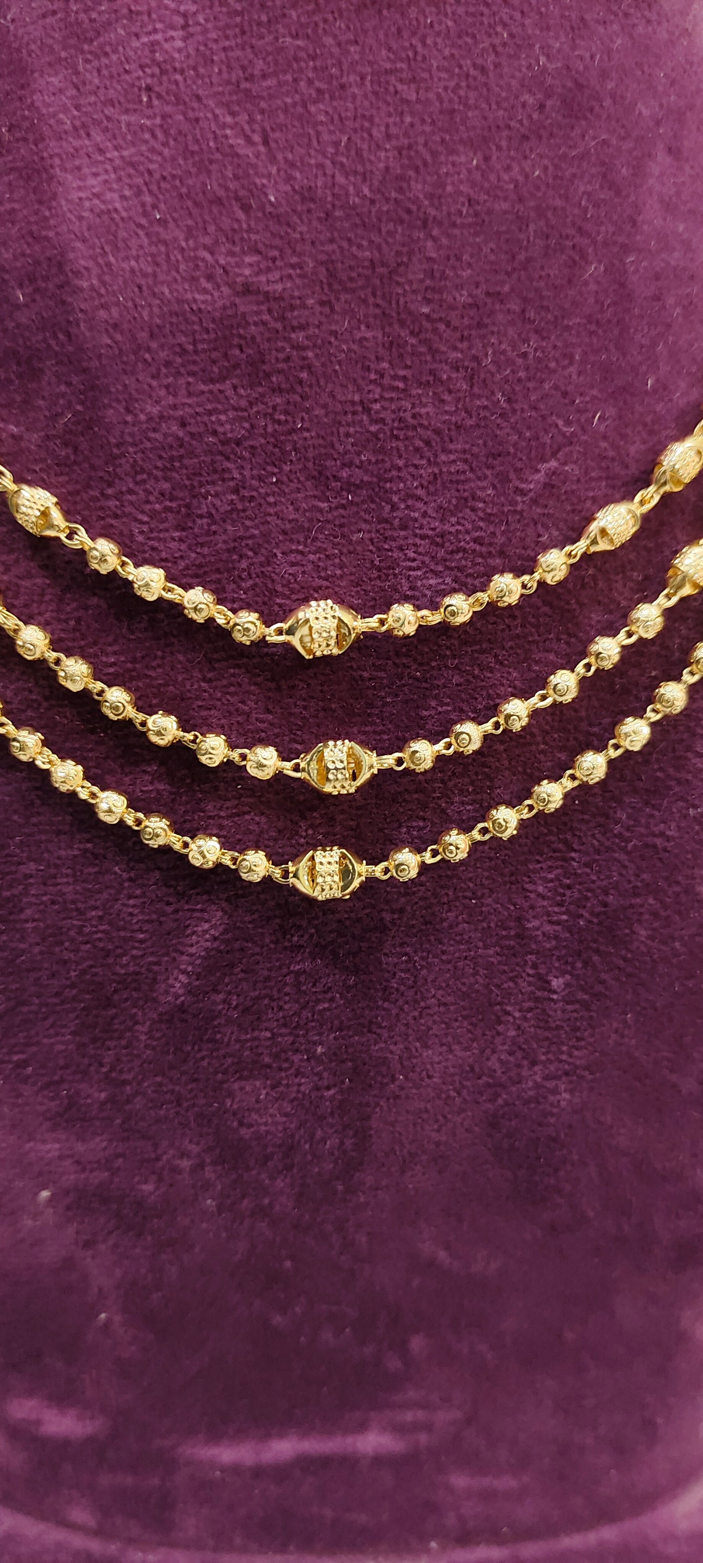 Premium micro gold plated 18" length 3 step ball chain