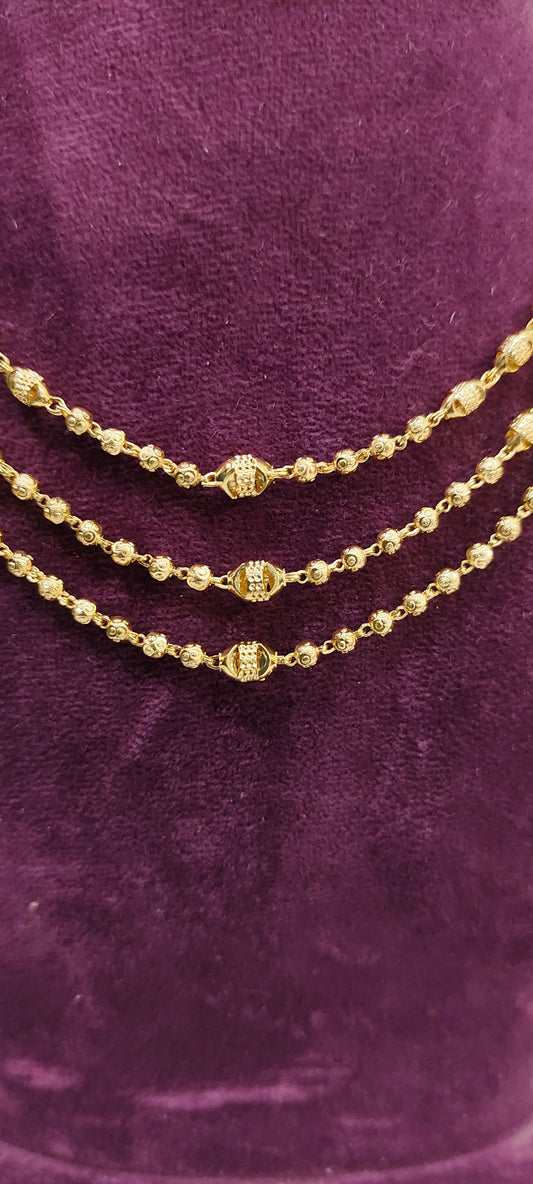 Premium micro gold plated 18" length 3 step ball chain