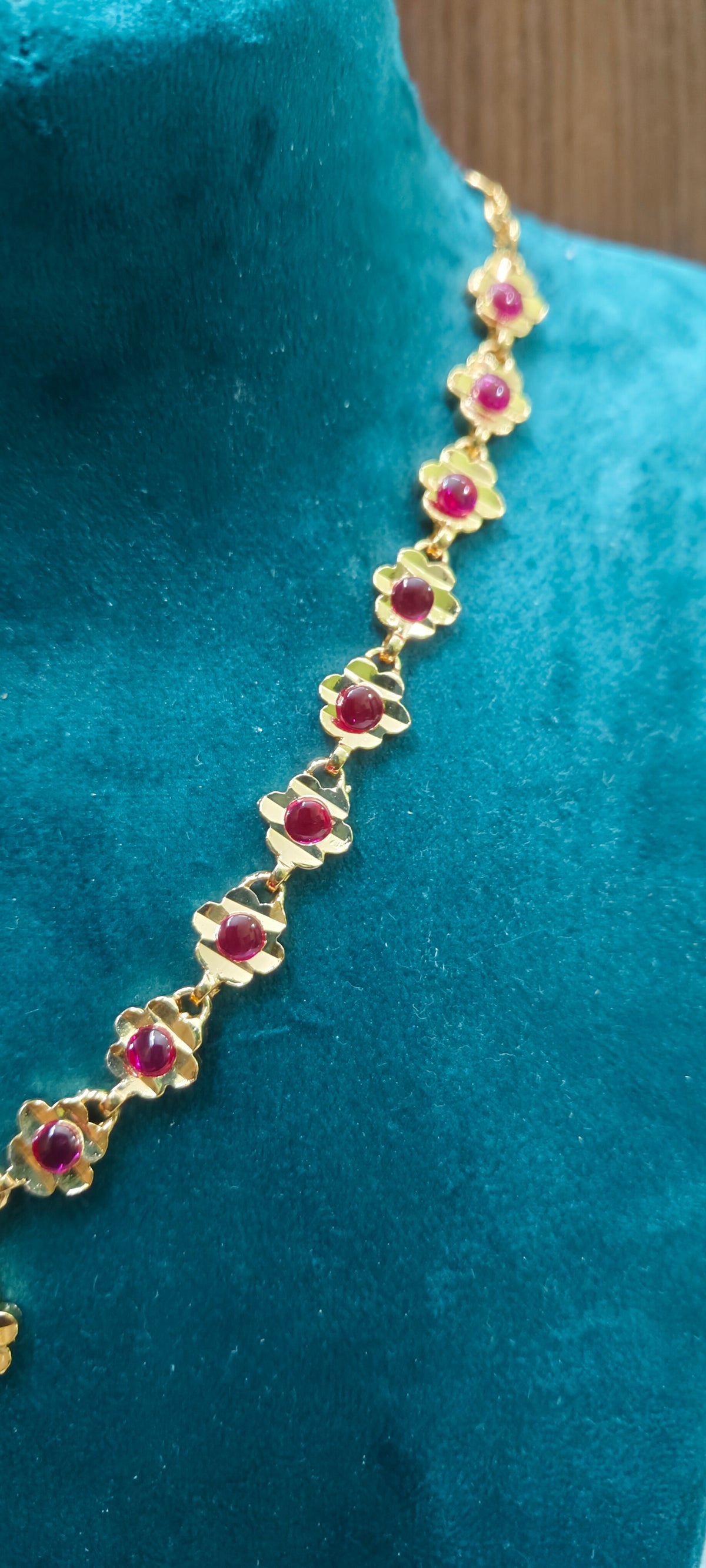 Pure panchaloham gold look ruby necklace