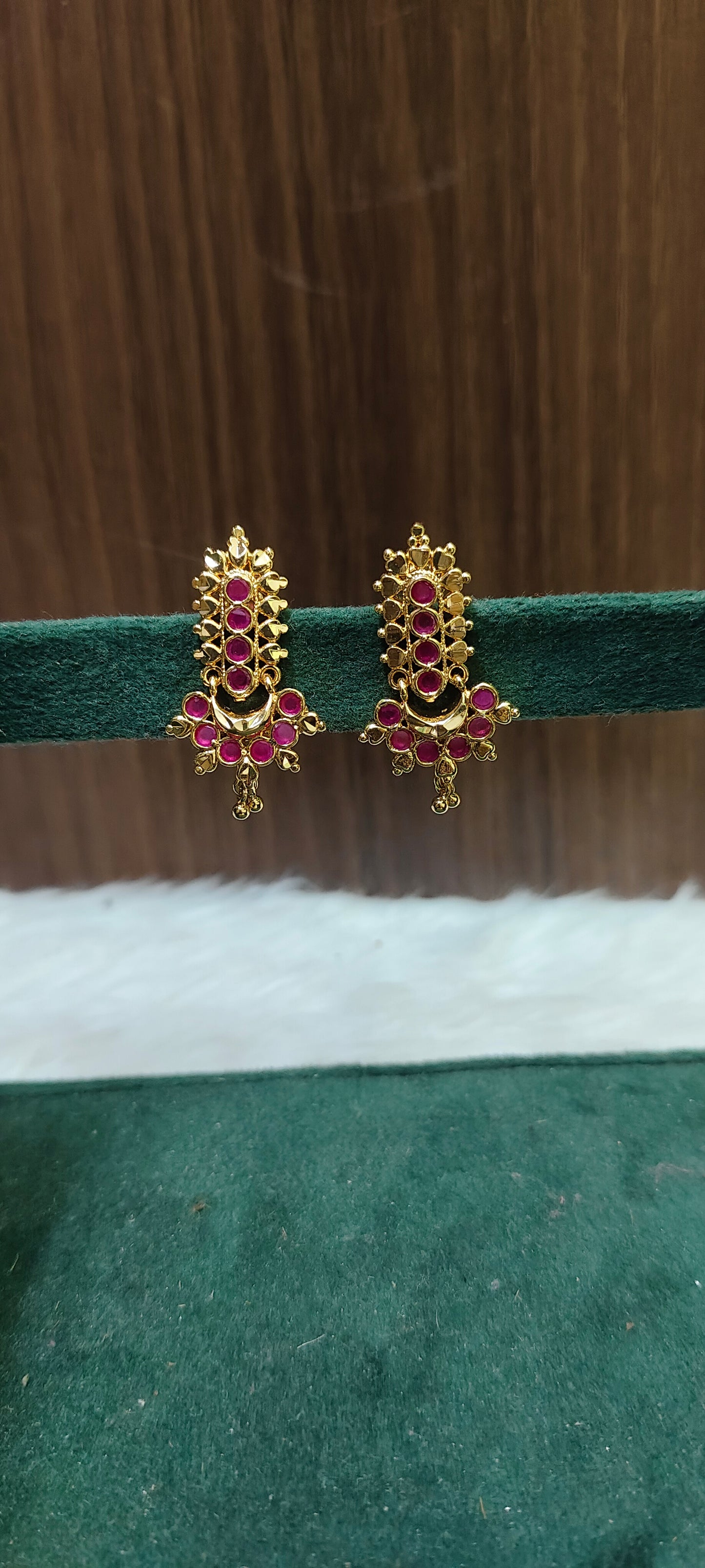 Premium micro gold plated daily wear ruby earrings