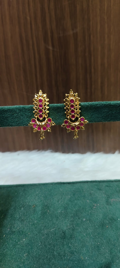 Premium micro gold plated daily wear ruby earrings