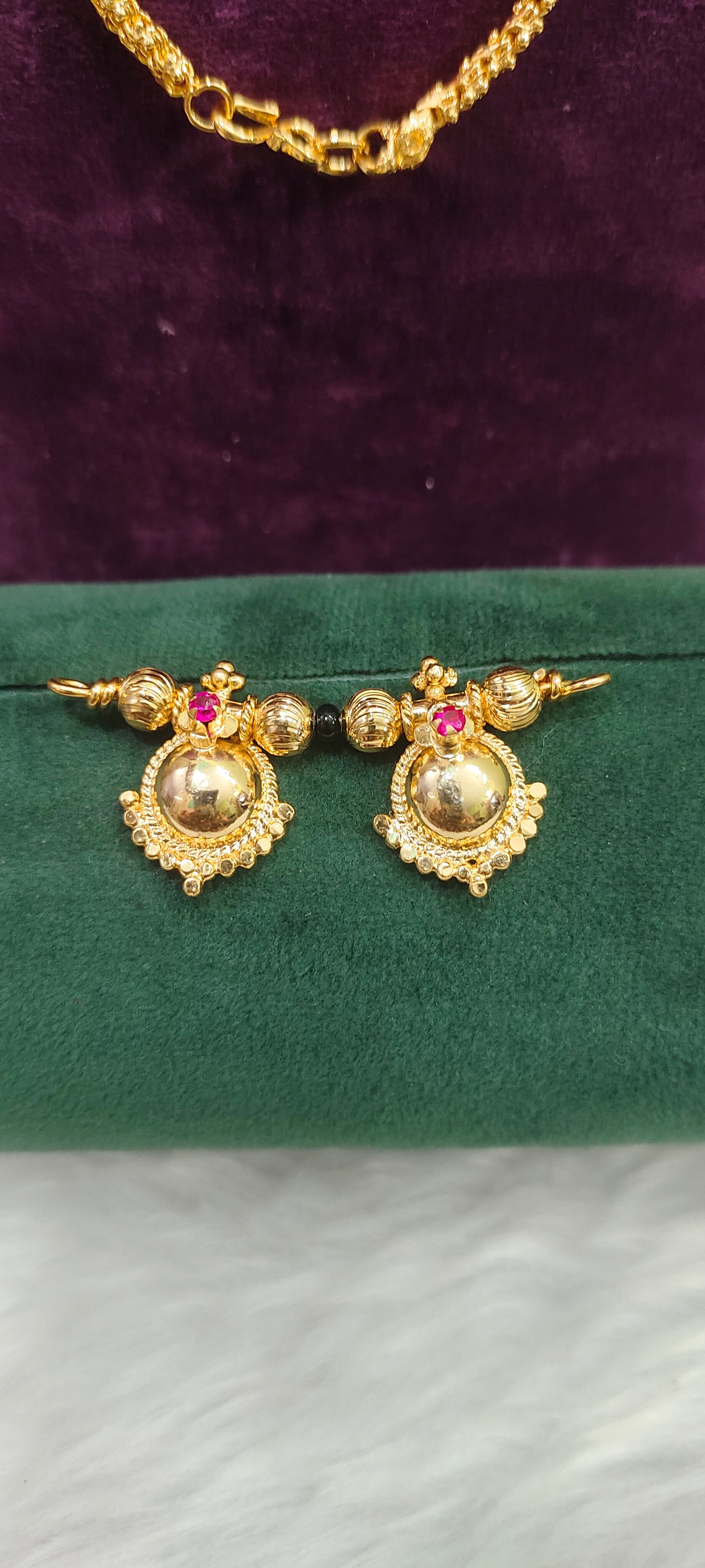 Premium micro gold plated 25" length ball basha chain with mangalsustra