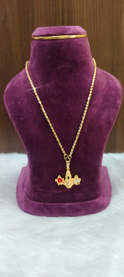 Premium micro gold plated 20" length 5 plus 1 chain with balaji pendant