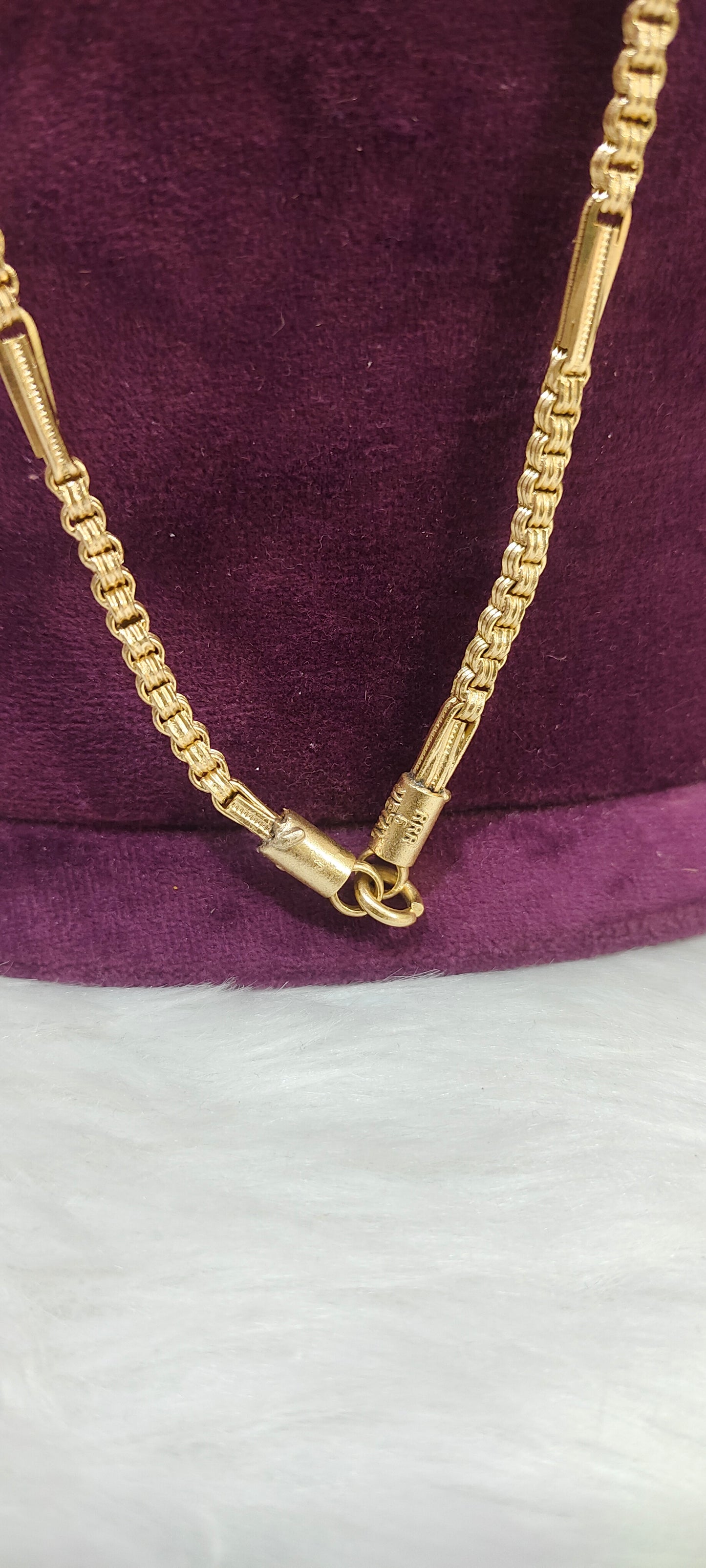 Pure panchaloham unpolished broad 30" length bharati model 10+1 chain