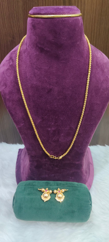 Premium micro gold plated 25" length ball basha chain with mangalsustra