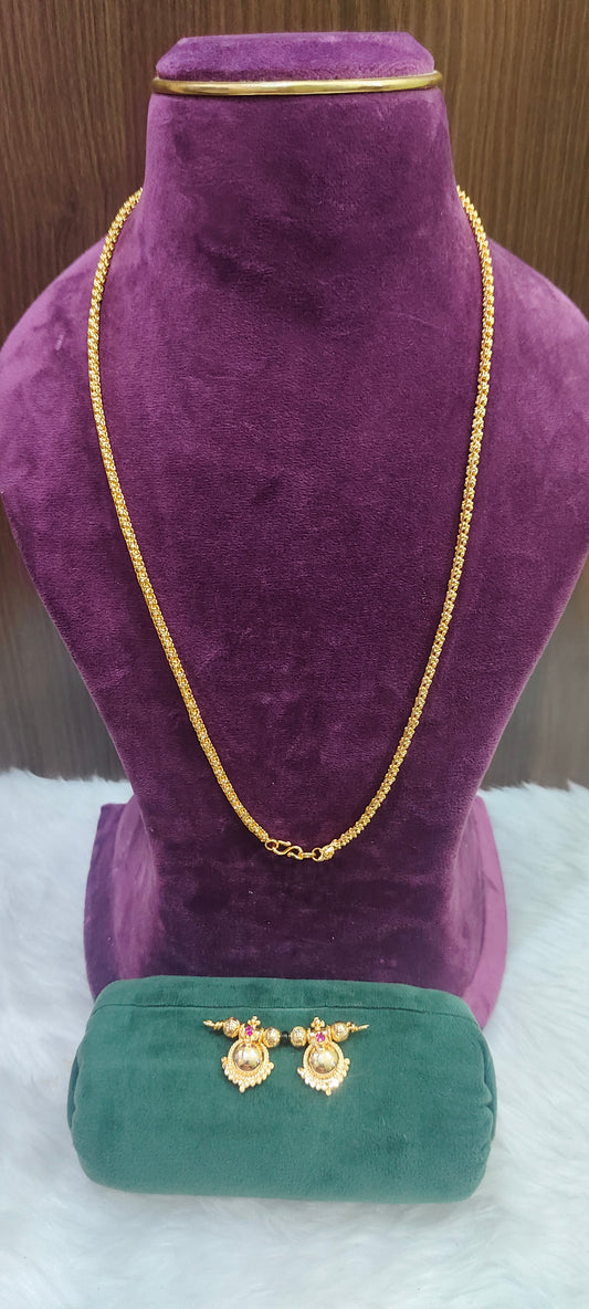 Premium micro gold plated 25" length ball basha chain with mangalsustra
