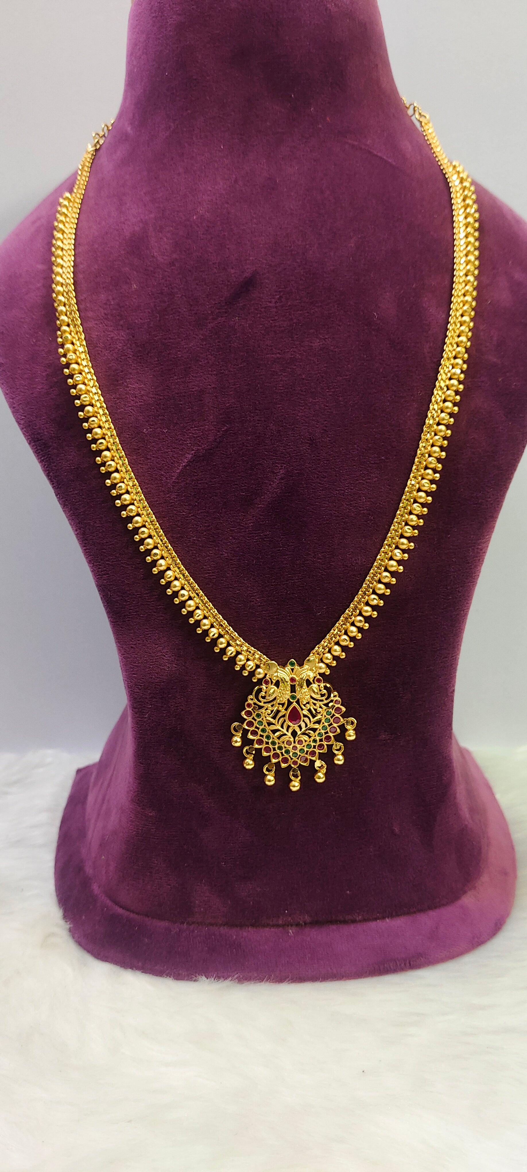 Long Haram Designs With Price Necklace In 40 Grams Gold Haram