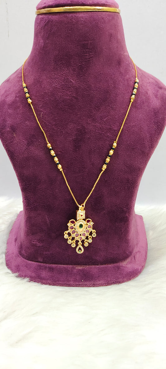 Premium micro gold plated 20" length trendy invisible chain pattern black beads