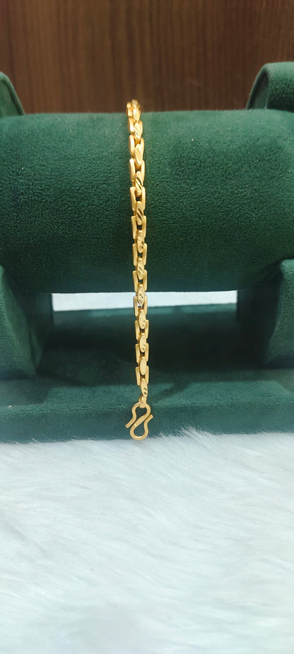 100% gold look simple 8" length men's bracelet