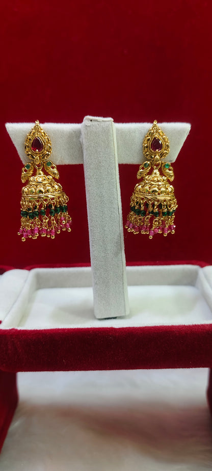 Gold look nakshi jumkas
