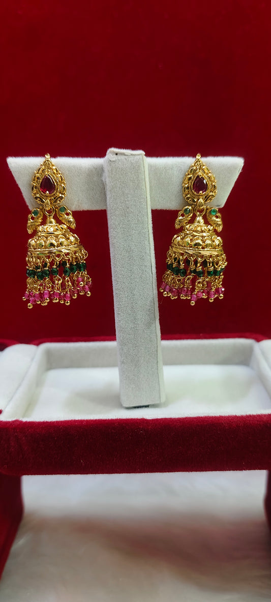 Gold look nakshi jumkas