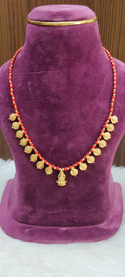 Simple gold look Lakshmi Devi necklace