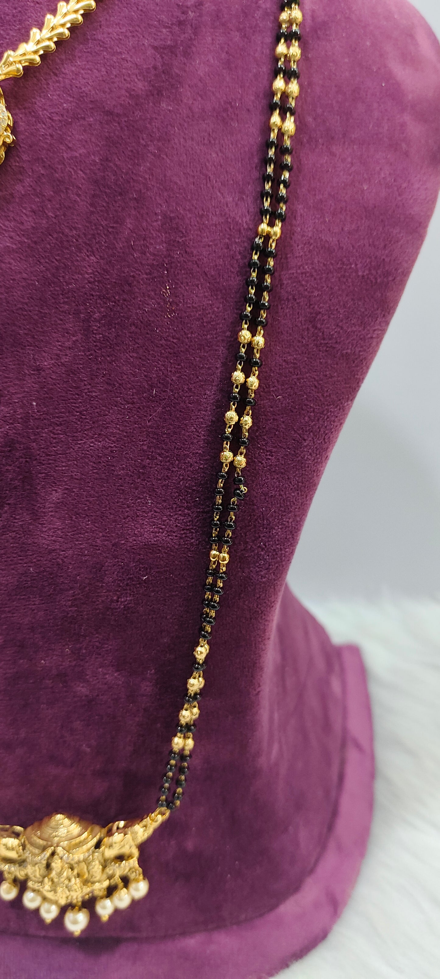 Premium nakshi black beads with necklace set combo