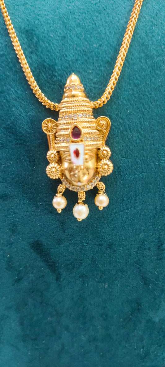 Premium nakshi 18" length balaji pendant chain