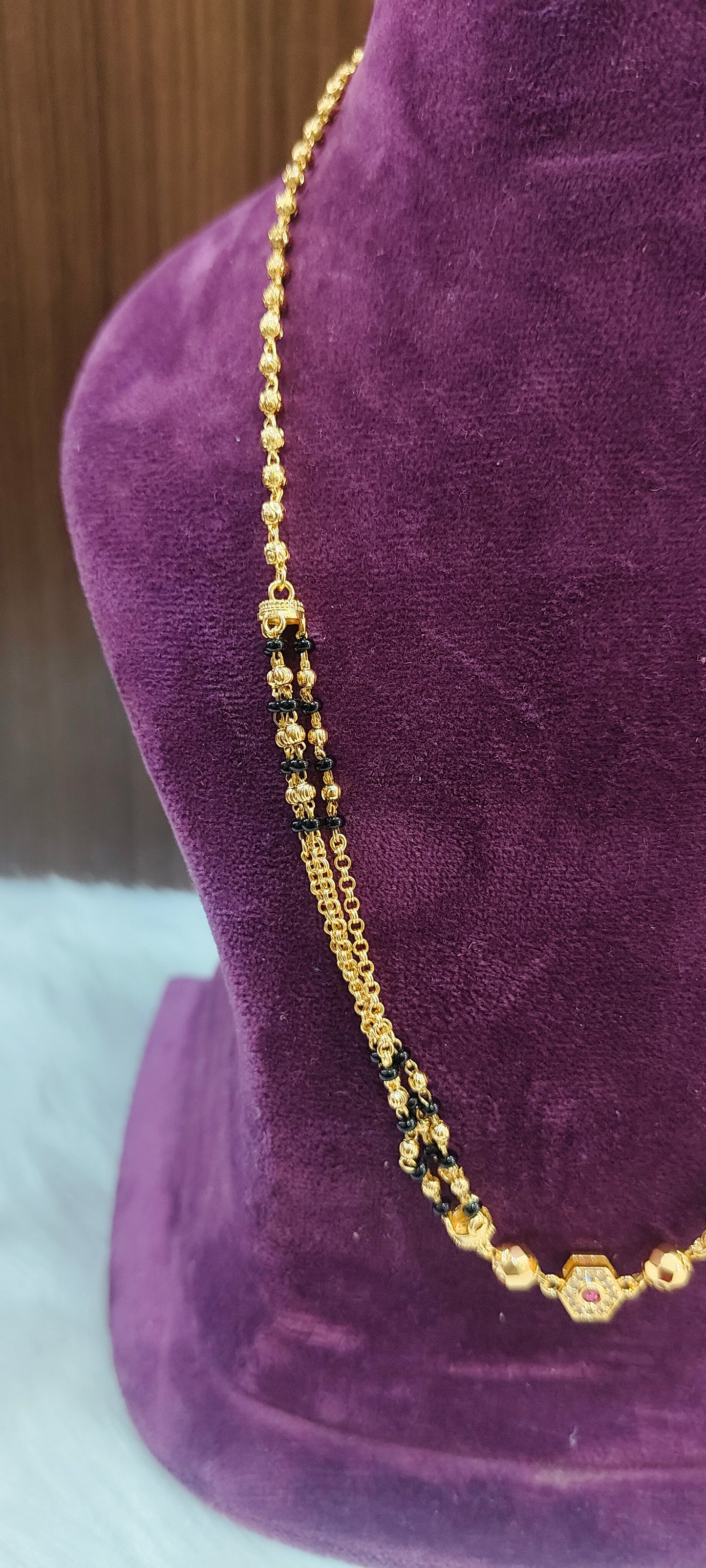 Premium micro gold plated 18" length unique black beads