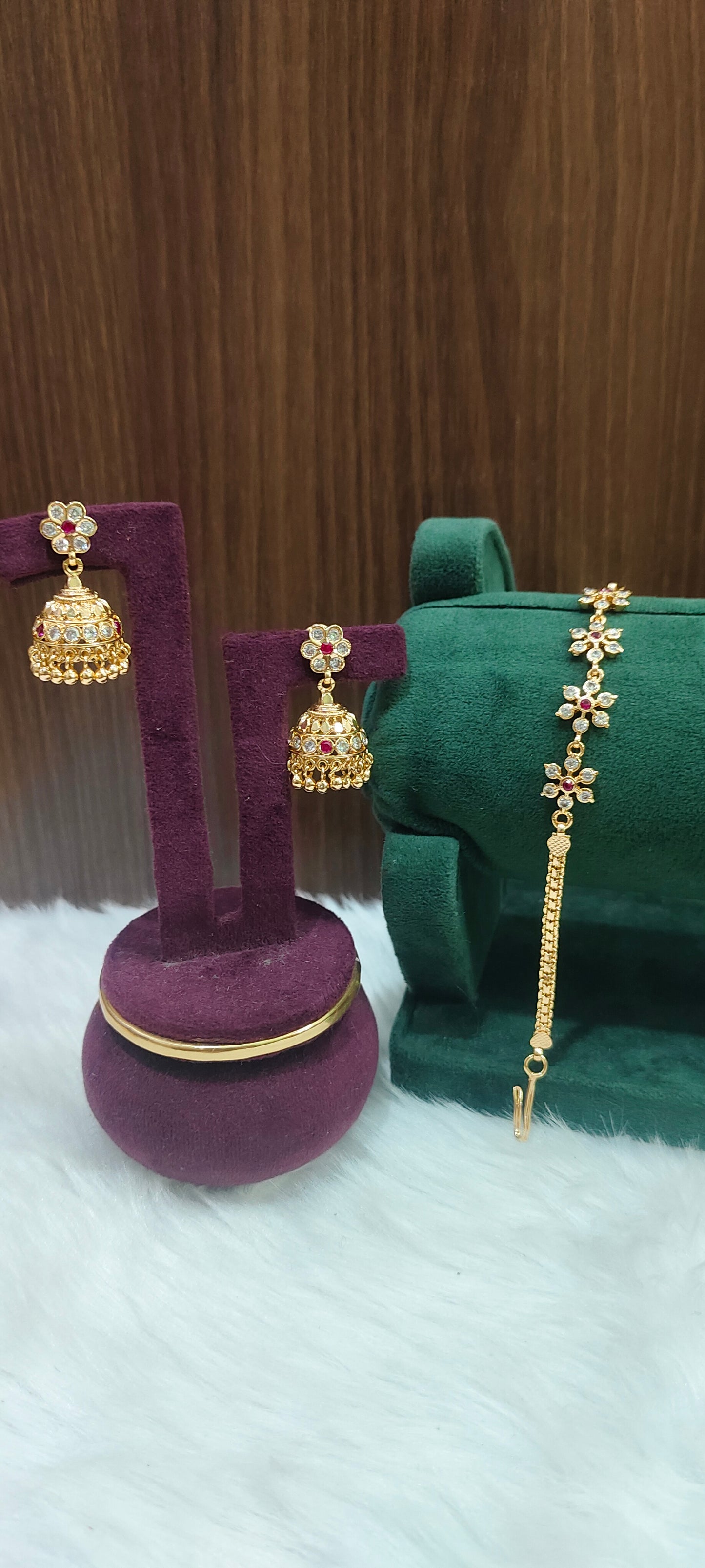 Pure panchaloham jumkas and bracelet combo