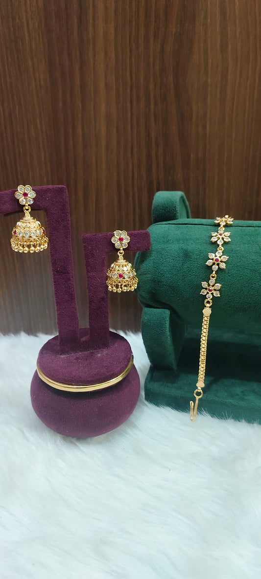 Pure panchaloham jumkas and bracelet combo
