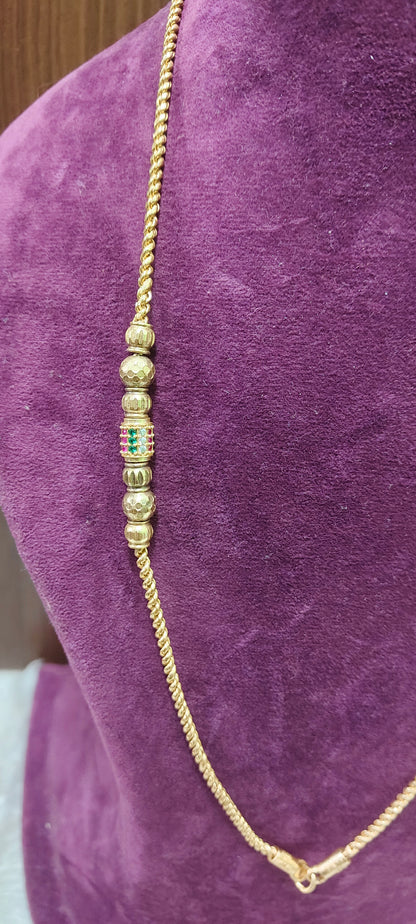 Pure panchaloham unpolished 24" length rope model side ball thali chain