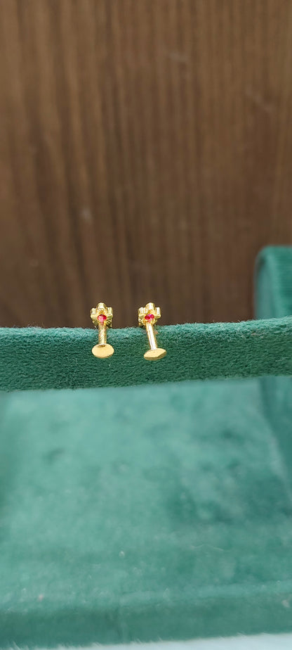 Pure panchaloham j type baby studs or nose ring