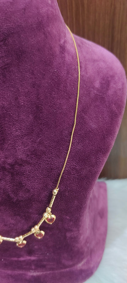 Premium micro gold plated 18" length heart chain and jumkas combo