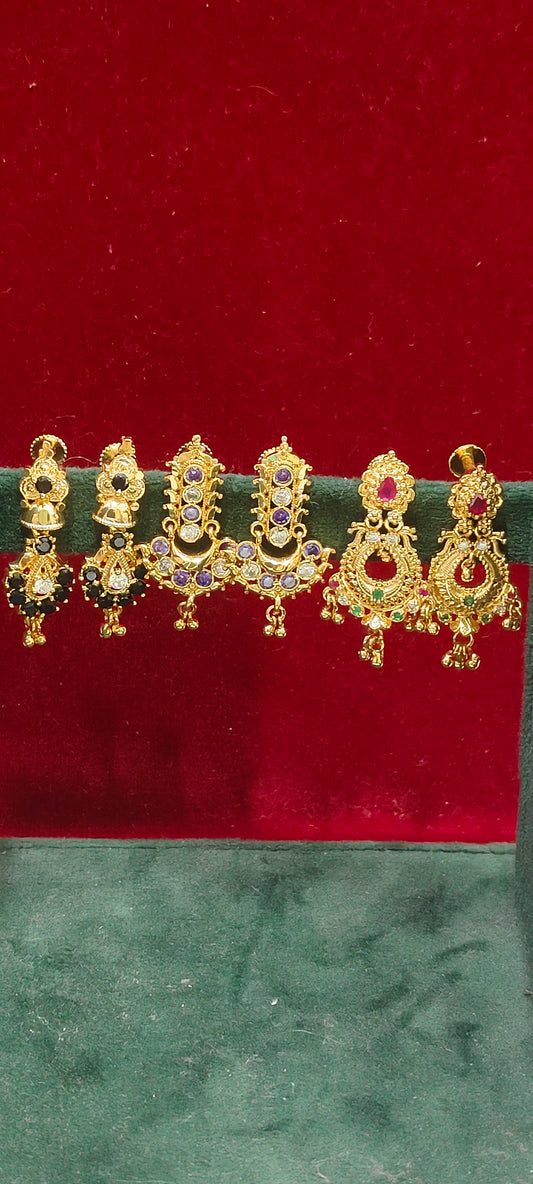 Premium micro gold daily wear plated 3 set earrings with screw back