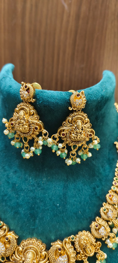 High premium nakshi necklace set with Lakshmi Devi moto