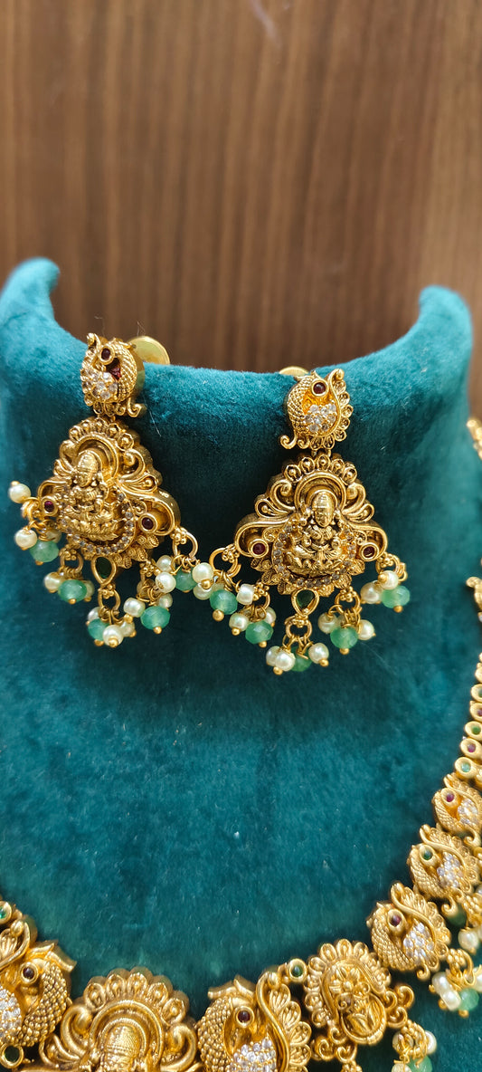 High premium nakshi necklace set with Lakshmi Devi moto