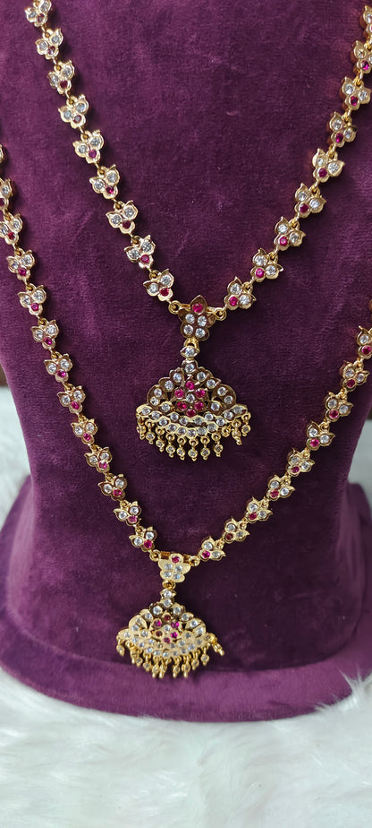 Pure panchaloham bridel set ( long haram, necklace, earrings,maati, mangtika)