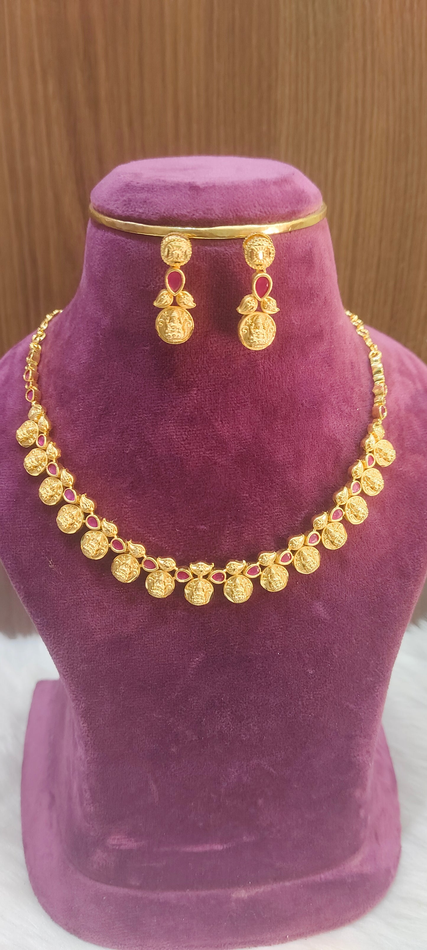 100% gold look kasu necklace set