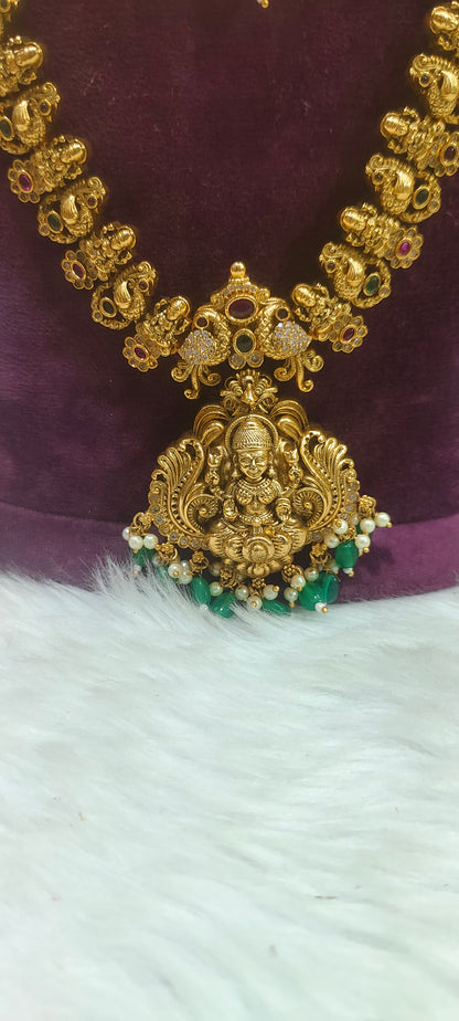 Premium nakshi necklace , long haram, earringsand  mangtika bridel combo set