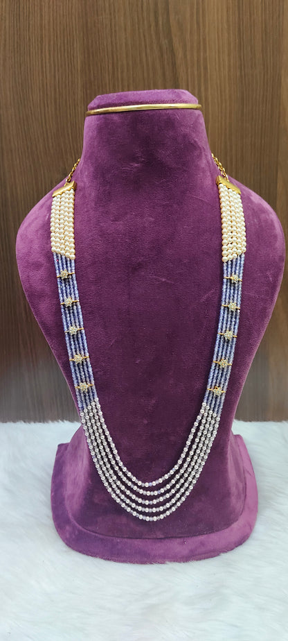 Premium cz and Swarovski pearl 5 step long haram (hand made)