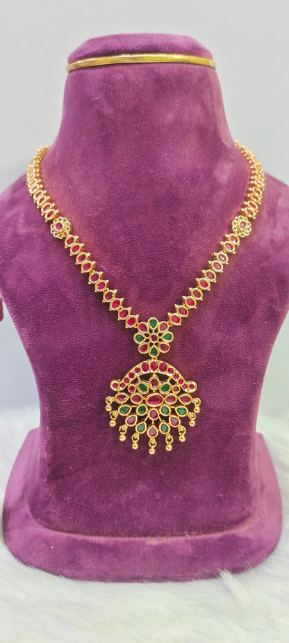 Pure panchaloham ruby necklace set