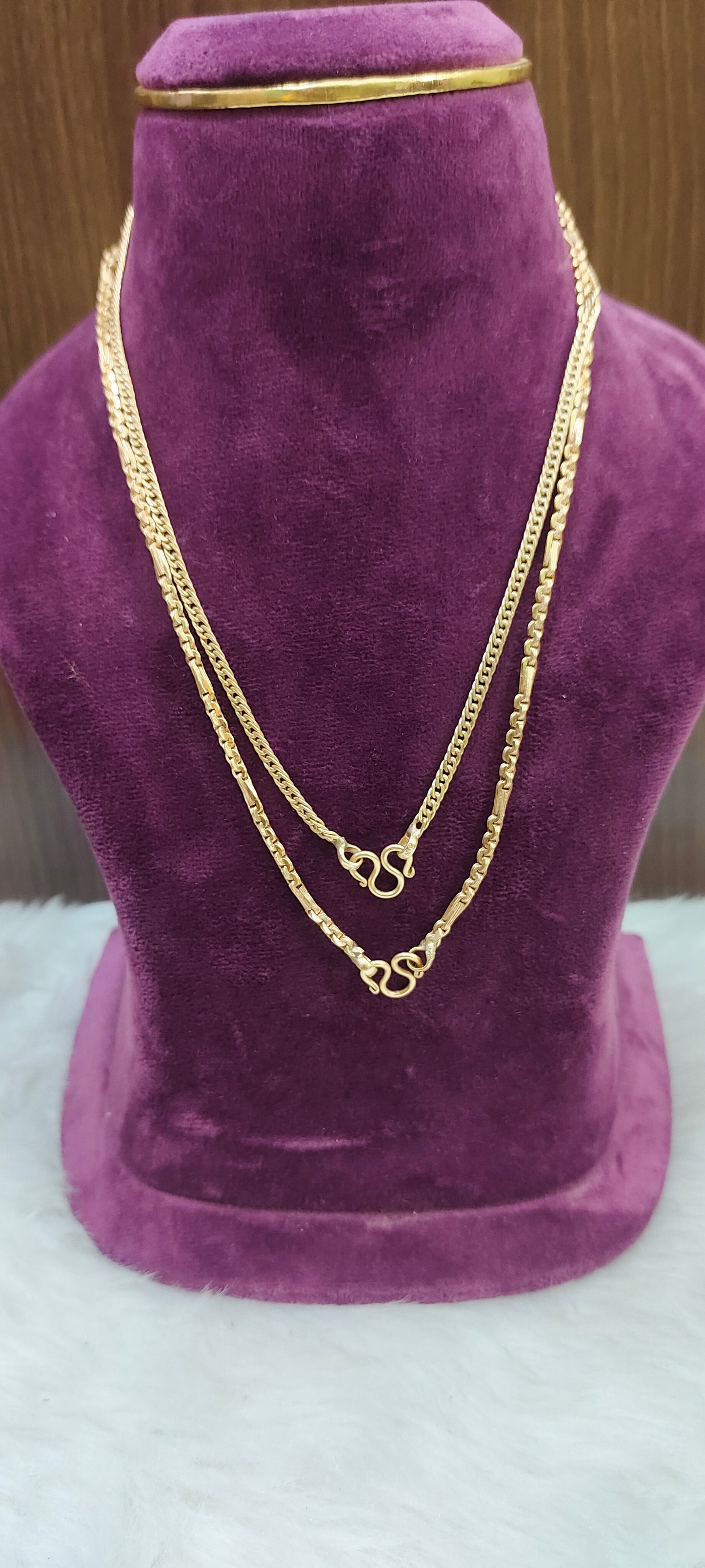 Pure panchaloham unpolished 18" length 2 chain combo