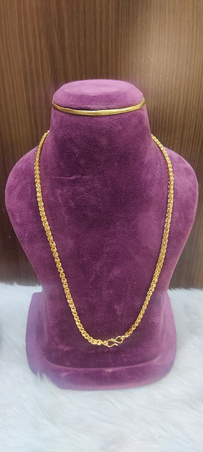 Premium micro gold plated 20" length broad chain with 8" length broad bracelet