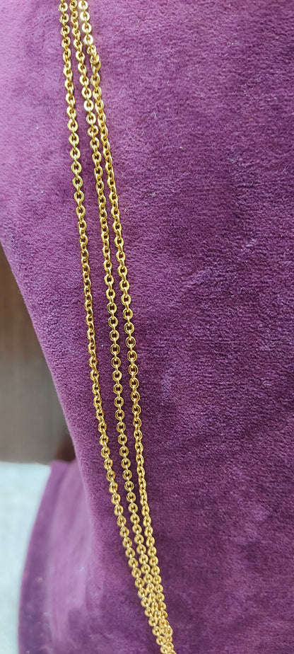 Premium simple necklace set and 30"length 3 line chandraharam combo