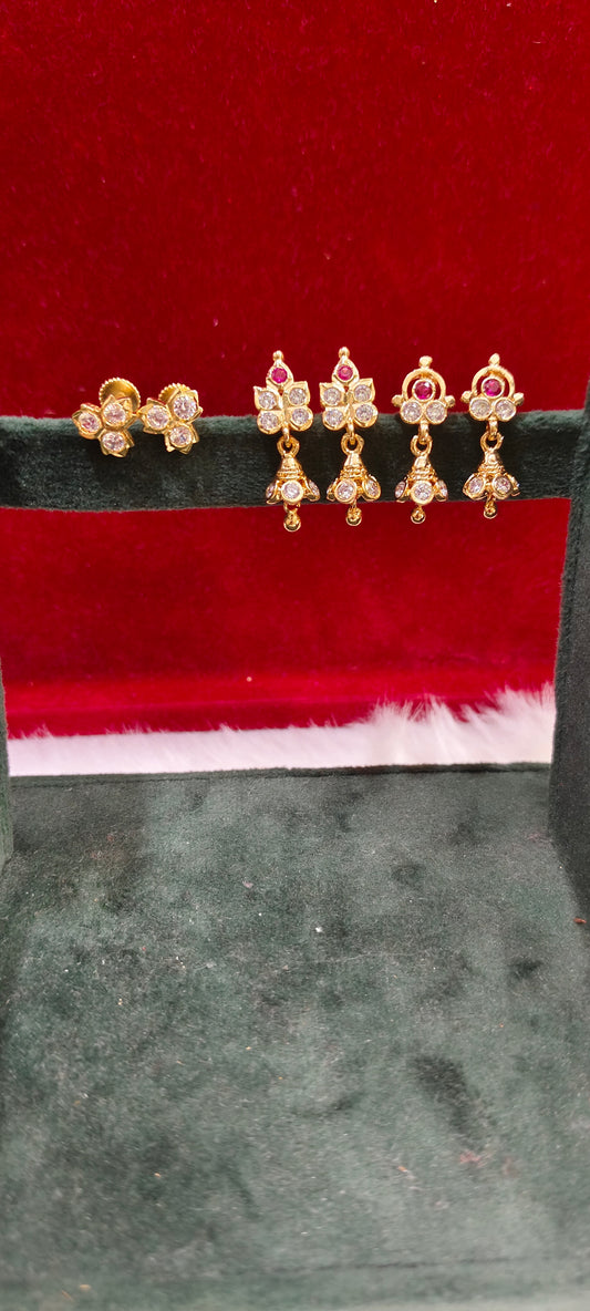 Pure panchaloham 3 set kids earrings combo