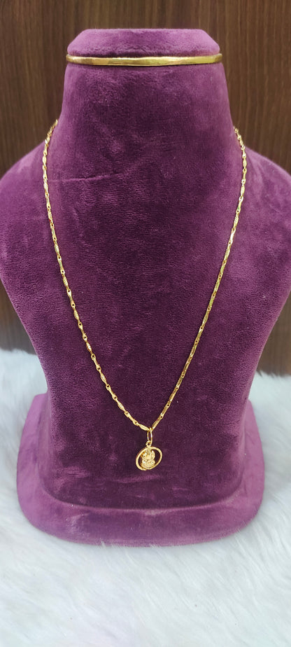 Premium micro gold plated 18" length Lakshmi Devi pendant chain