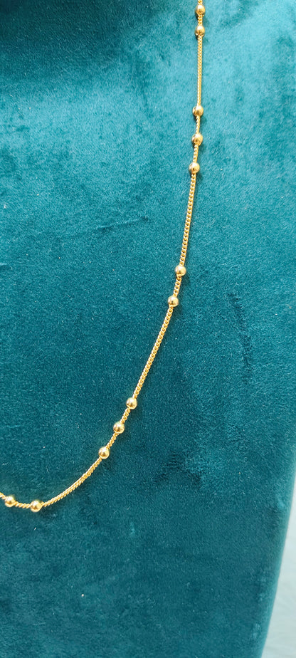 Premium micro gold plated daily wear simple gold look ball chain