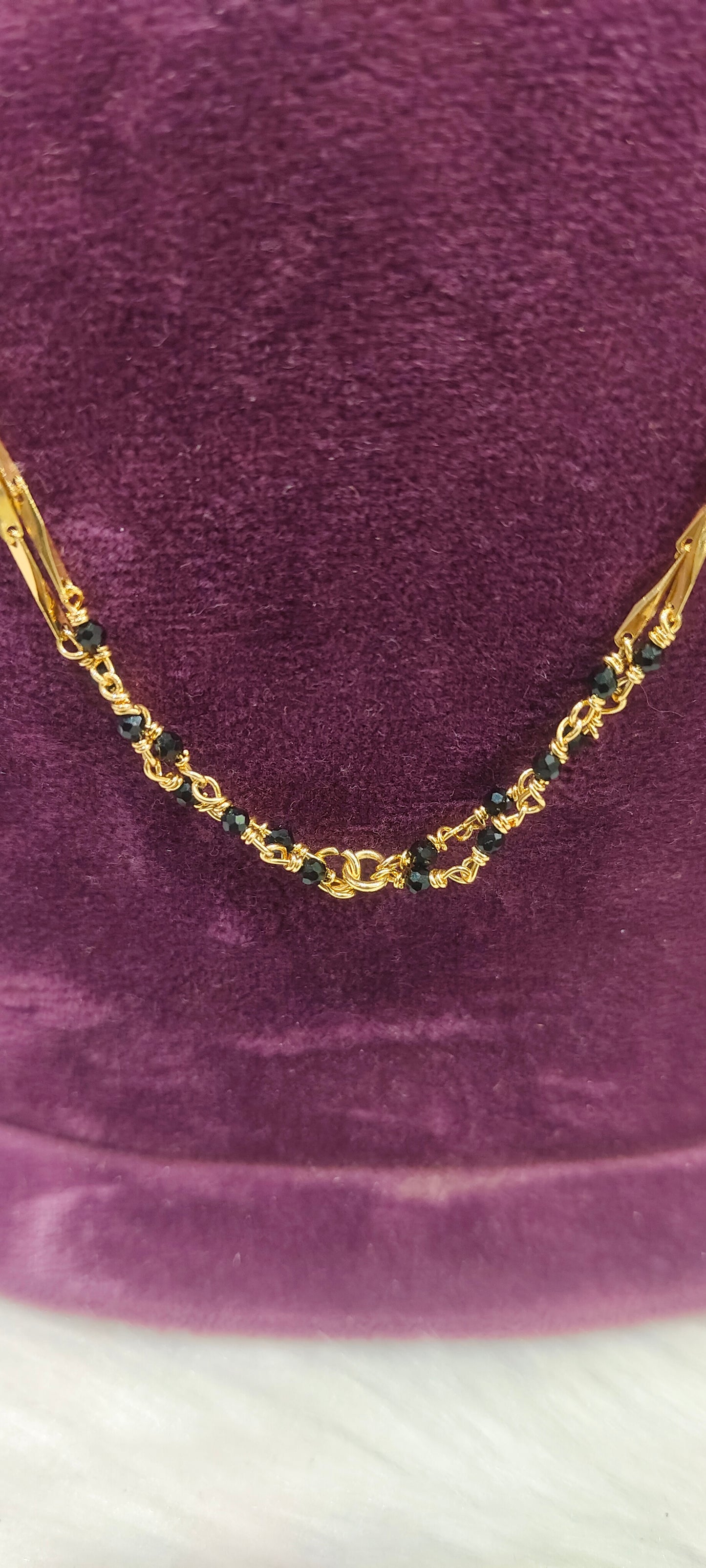 Premium micro gold plated 18" length short black beads