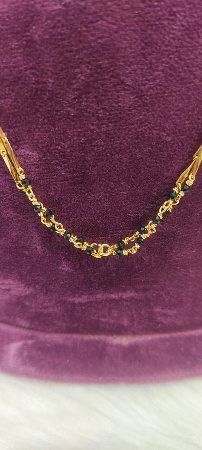 Premium micro gold plated 18" length short black beads