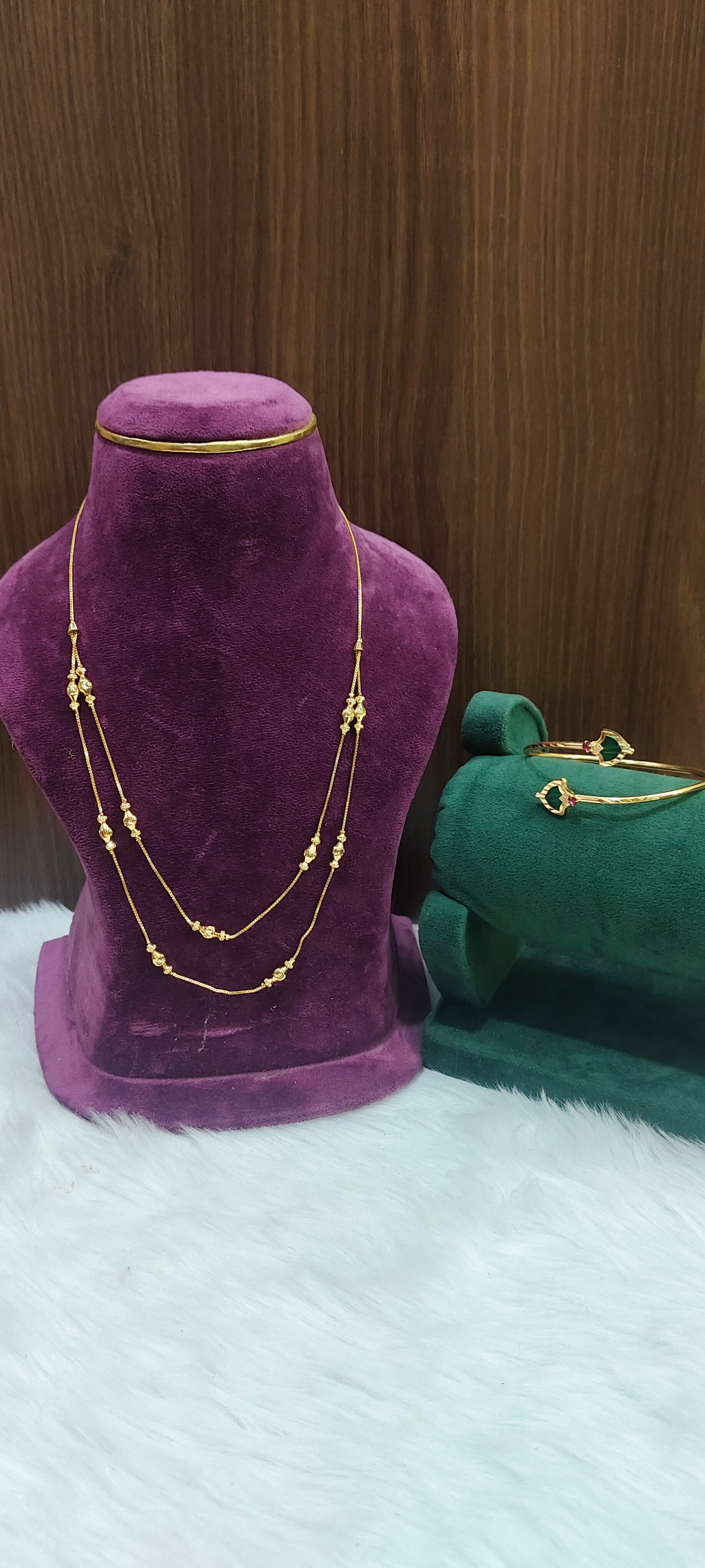 100% gold look 18" length double step chain and openable kada