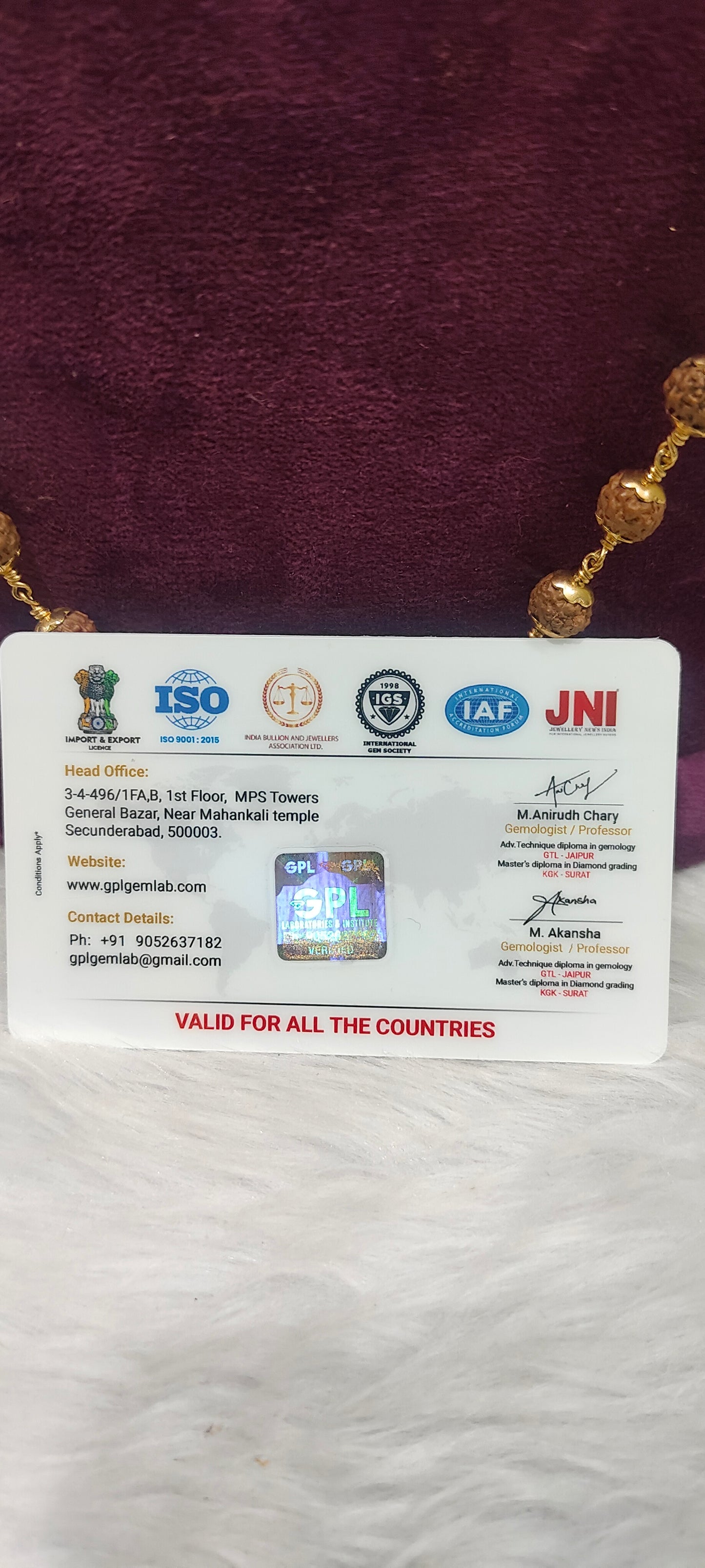 Original rudraksha with panchaloham caping and certificate