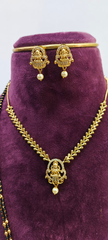 Premium nakshi black beads with necklace set combo