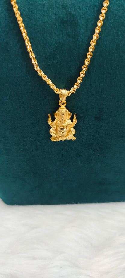 Premium micro gold plated 20" malbar chain with ganesh pendant