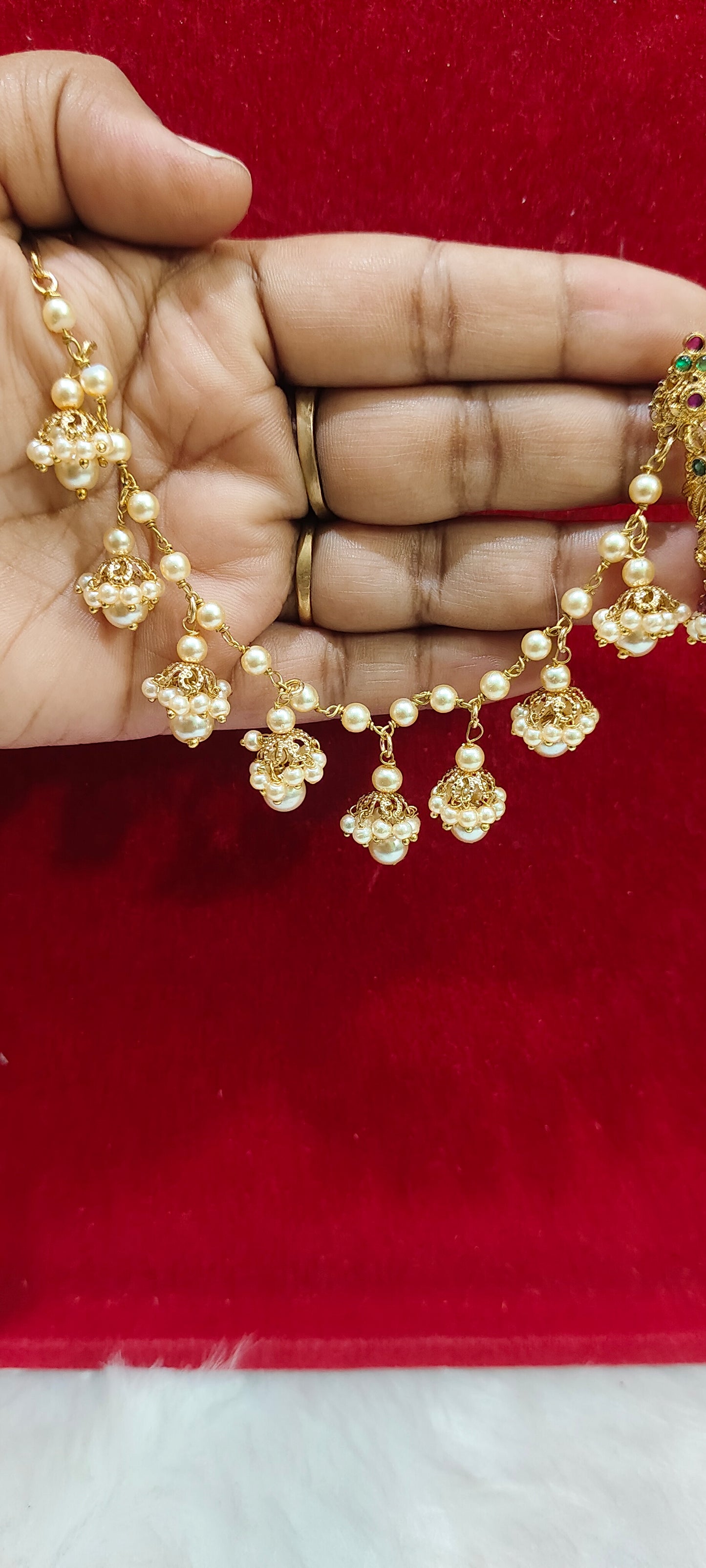 Premium nakshi cute jumkas with bahubali style earchains